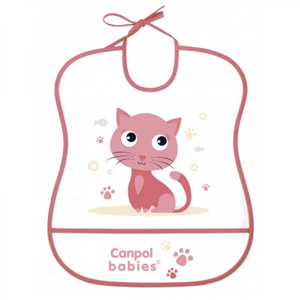 Canpol babies Plastový bryndák s kapsičkou Cute Animals - Kočička