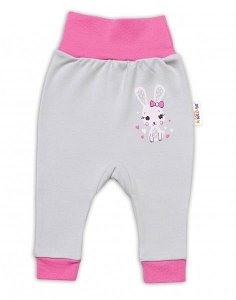 Baby Nellys Kojenecké tepláčky Lovely Bunny - šedé/růžové, vel. 86, 86 (12-18m)