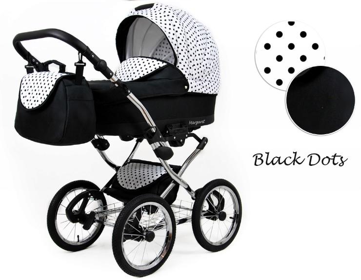 Kombinovaný kočárek Raf-Pol Baby Lux Margaret Chrome 2019 Black Dots