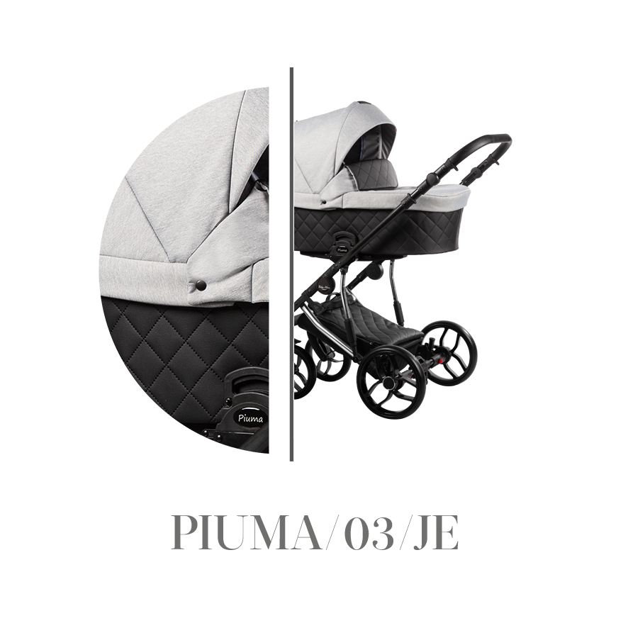 Kombinovaný kočárek Baby Merc 2v1 PIUMA LIMITED 2021, stříbrný rám PIUMA/03/JE