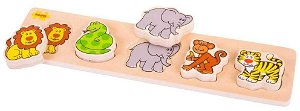 Bigjigs Toys Bigjigs Baby Dřevěné vkládací puzzle safari