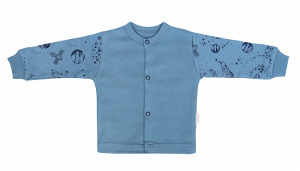 Mamatti Novozenecká bavlněná košilka, kabátek, Vesmír - modrá s potiskem, vel. 56, 56 (1-2m)