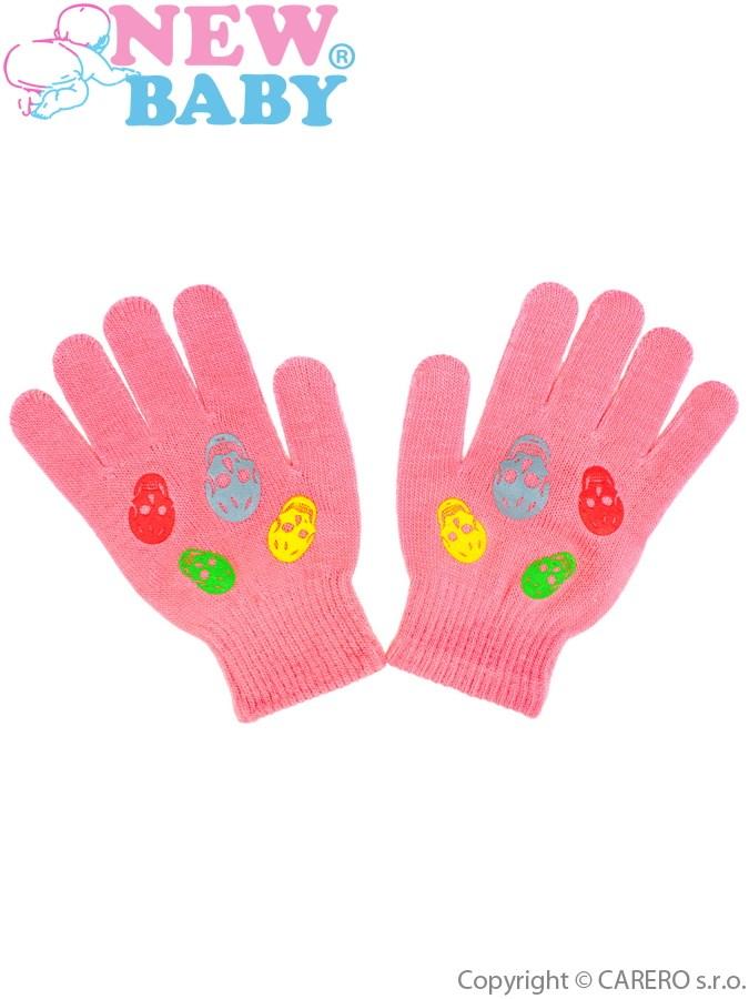 Dětské zimní rukavičky New Baby Girl růžové Růžová 122 (6-7 let)