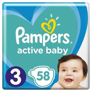 PAMPERS Active Baby jednorázové pleny vel. 3, 58 ks, 6-10 kg