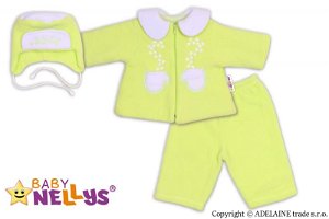 Kabátek, čepička a kalhoty Baby Nellys ®- zelená, 62 (2-3m)
