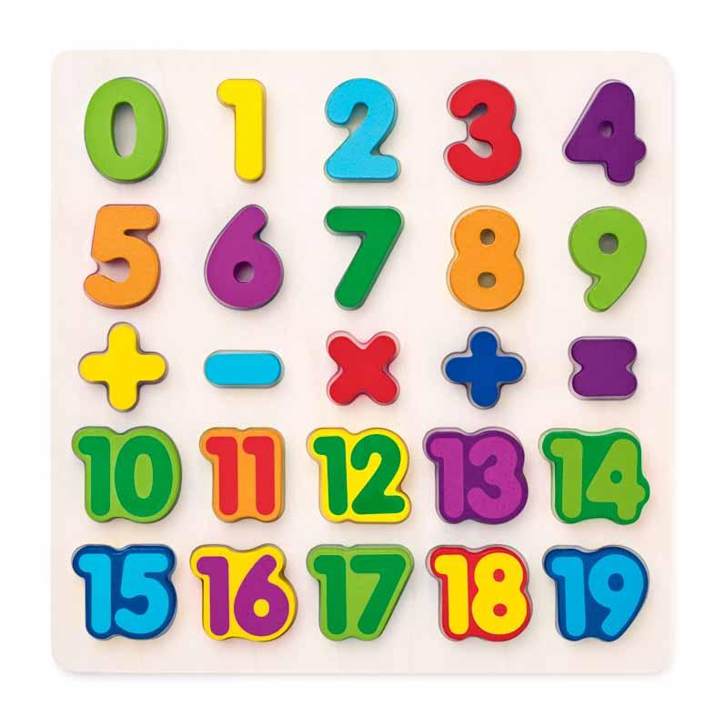 WOODY Puzzle číslice nasívní na desce