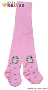 Bavlněné punčocháče Baby Nellys ®  - Sovička růžové, vel. 92/98, 92-98 (18-36m)