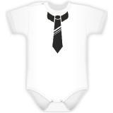 Baby Dejna Body kr. rukávek s potiskem kravaty - bílé, 62 (2-3m)
