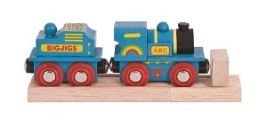 Bigjigs Rail Modrá mašinka s tendrem + 2 koleje
