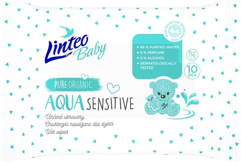LINTEOBABY LINTEO Vlhčené ubrousky Baby Aqua Sensitive 10 ks
