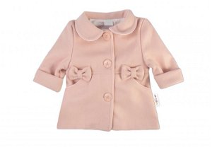Baby Nellys Kojenecký flaušový kabátek s mašličkami, pudrově růžový, vel. 74, 74 (6-9m)