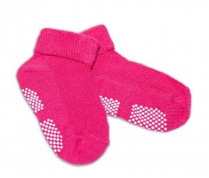Kojenecké ponožky, 0-12 m, Risocks protiskluzové - tm. růžové, 56-80 (0-12m)