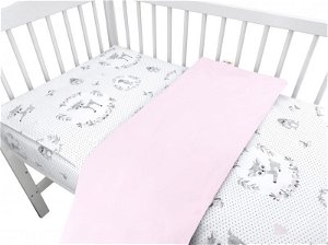 Baby Nellys 2-dílné bavlněné povlečení, Koloušek - růžový, 135 x 100, 135x100