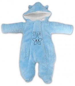 Baby Nellys Zimní chlupáčková kombinézka Little STAR, sv. modrá, vel. 68, 68 (3-6m)