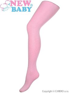 Bavlněné punčocháče 3D New Baby světle růžové s puntíky Růžová 116 (5-6 let)