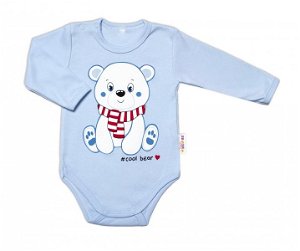 Baby Nellys Kojenecké body, dl. rukáv, Cool Bear, modré, vel. 86, 86 (12-18m)