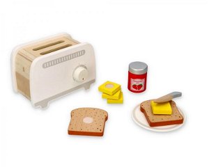 Lelin Dřevěná hračka - Toaster - šedý