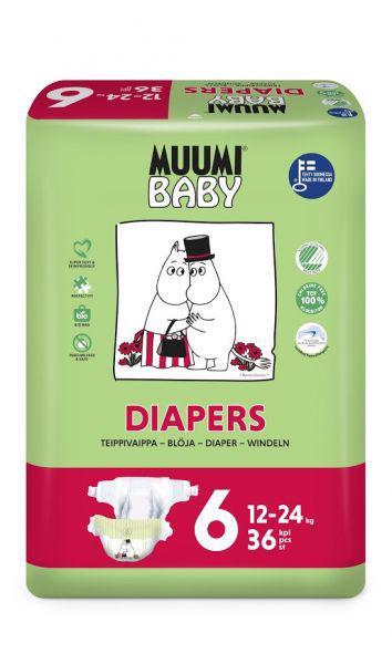 MUUMI Baby Junior 36 ks (12-24 kg) – jednorázové pleny