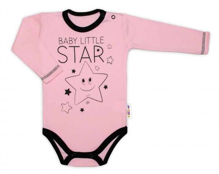 Baby Nellys Body dlouhý rukáv, růžové, Baby Little Star, 50 (0-1m)