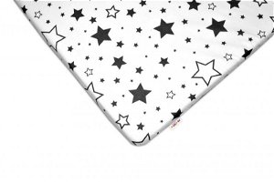 Baby Nellys Bavlněné prostěradlo 60x120 cm - Černé hvězdy a hvězdičky - bílé, 120x60