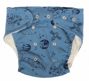 Mamatti Látková plenka EKO sada - kalhotky + 2 x plenka, Vesmír, vel. 5 - 14 kg, modrá, 3 - 8 kg