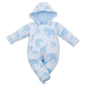 Zateplená kojenecká kombinéza s kapucí Baby Service Sloni modrá Modrá 68 (4-6m)