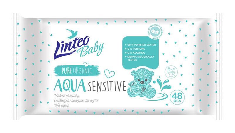 LINTEOBABY LINTEO Vlhčené ubrousky Baby Aqua Sensitive 48 ks