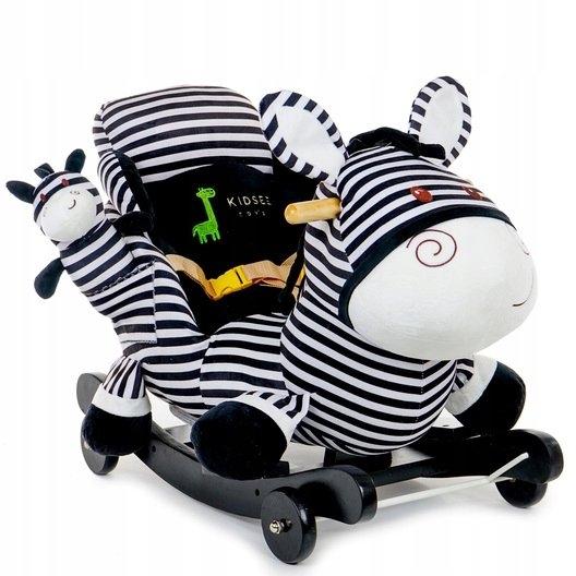 KIDSEE Toys Plyšová houpací, jezdící 2v1 Zebra