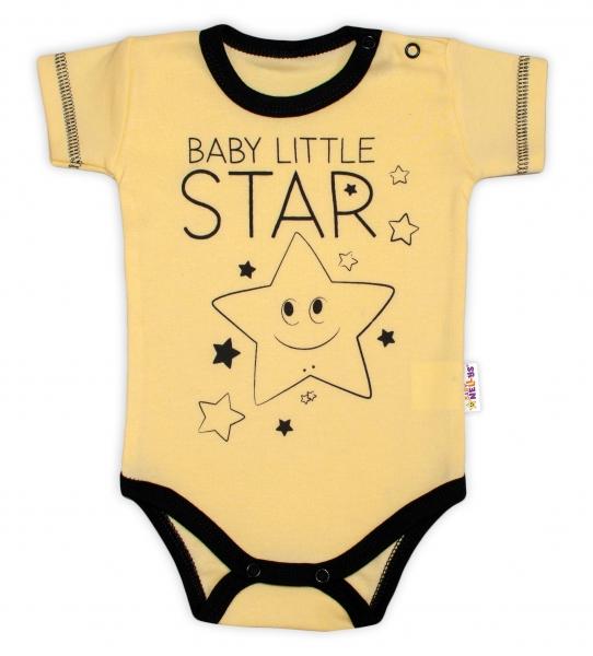 Body krátký rukáv Baby Nellys, Baby Little Star - žluté, vel. 80, 80 (9-12m)