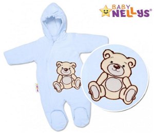 BABY NELLYS Zimní kombinézka/overálek Teddy Bear  - sv. modrá, 56 (1-2m) ,62 (2-3m)