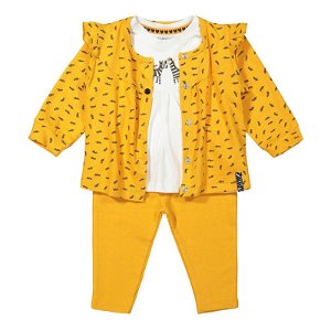 DIRKJE Set 3.d mikina + tričko + kalhoty Žlutý dívka 68