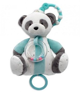 Tulilo Závěsná plyšová hračka s chrastítkem Panda 18 cm - bílá/mátová