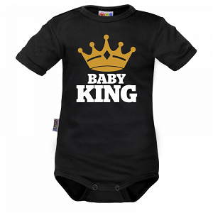 Body krátký rukáv Dejna Baby King - černé, 62 (2-3m)