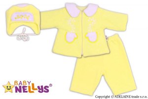 Kabátek, čepička a kalhoty Baby Nellys ® - krémově žlutá, 68 (3-6m)