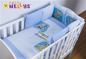 Baby Nellys Povlečení s polštářkovým mantinelem Sweet Dreams by TEDDY - modrý, 120x90