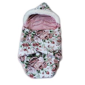Baby Nellys zavinovací fusak s kožešinkou Velvet, Skřítek, délka 85 cm - bílý/divoké růže