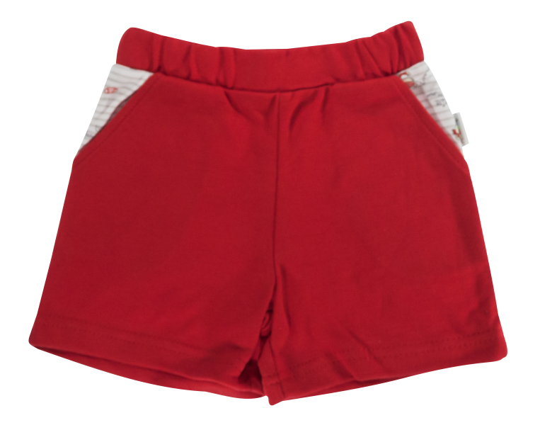 Kojenecké bavlněné kalhotky, kraťásky Mamatti Pirát - červené, 74 (6-9m)