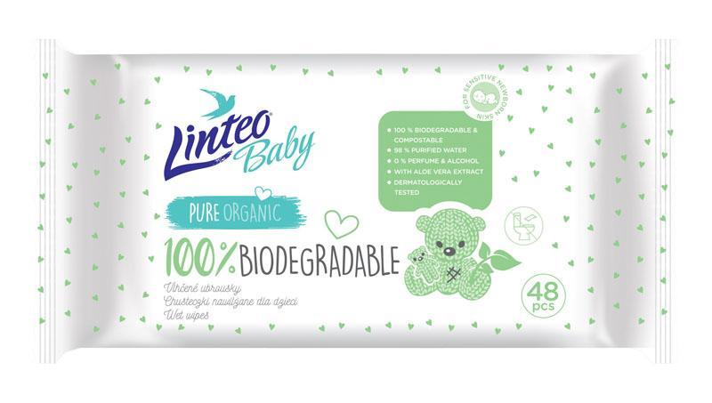 LINTEOBABY LINTEO Vlhčené ubrousky Baby 100% Biodegradable