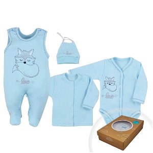 4-dílná kojenecká souprava Koala Fox Love modrá Modrá 50