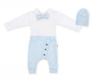 Baby Nellys 3-dílná sada Hubert, body s motýlkem, tepláčky a čepička - sv. modrá, vel. 68, 68 (3-6m)
