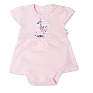 Baby Nellys Bavlněné kojenecké sukničkobody, kr. rukáv, Flamingo - sv. růžové, vel. 86, 86 (12-18m)