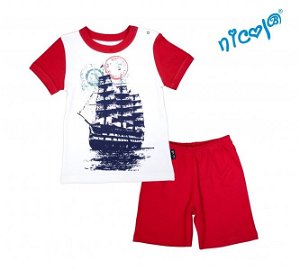Dětské pyžamo krátké Nicol, Sailor - bílé/červené, vel. 110, 110 (4-5r)
