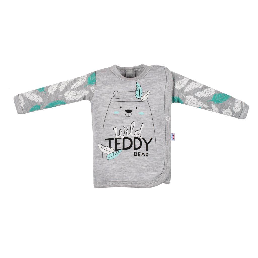 Kojenecká bavlněná košilka New Baby Wild Teddy Šedá 62 (3-6m)