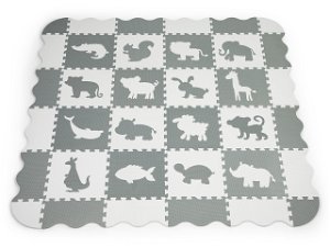 Vzdělávací pěnová podložka/puzzle Ecotoys zvířátka šedá/bílá