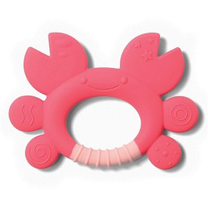 BABYONO Kousátko silikonové krab Don 6 m+ růžová