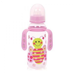Dětská kojenecká láhev s oušky Lorelli 250 ml PINK BUTTERFLY