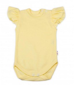 Baby Nellys Bavlněné body Nikolka, krátký rukáv s volánkem - žluté, vel. 68, 68 (3-6m)
