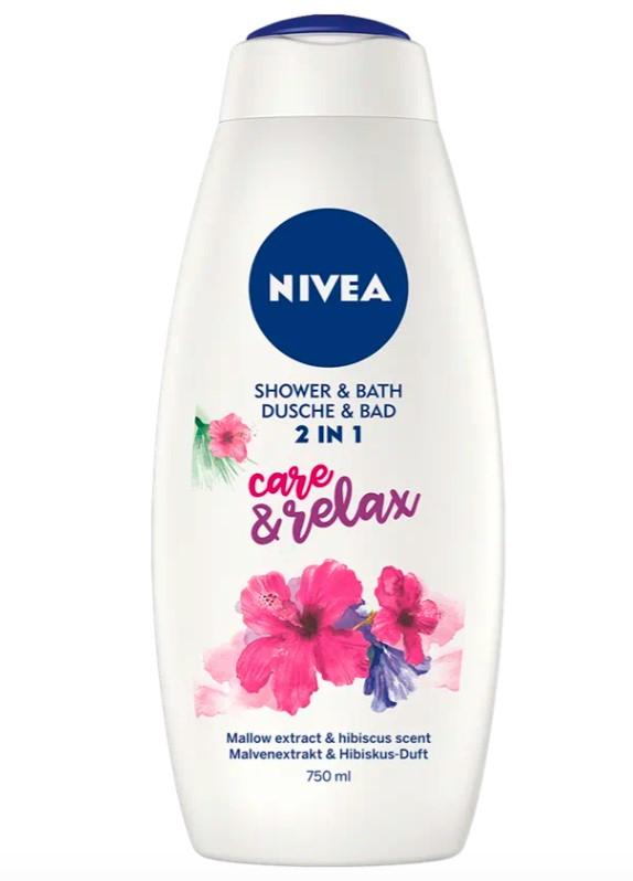 NIVEA Gel sprchový a pěna do koupele Care&Relax 750 ml