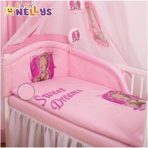 Baby Nellys Mantinel s povlečením Sweet Dreams by Teddy - růžový, 135x100