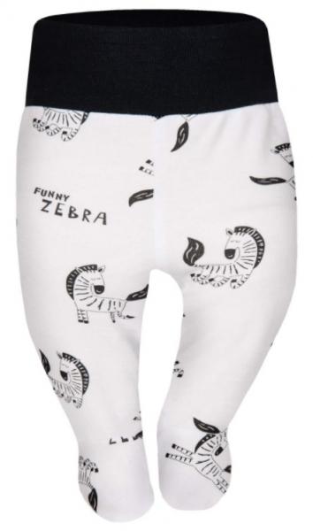 Baby Nellys Bavlněné polodupačky Funny Zebra - bílé, vel. 62, 62 (2-3m)